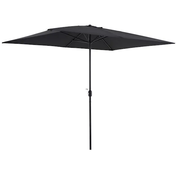 Black Crank Rectangle Patio Umbrella, 6.5x10ft