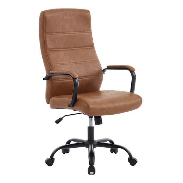 Matthew Faux Leather Office Chair, Cognac