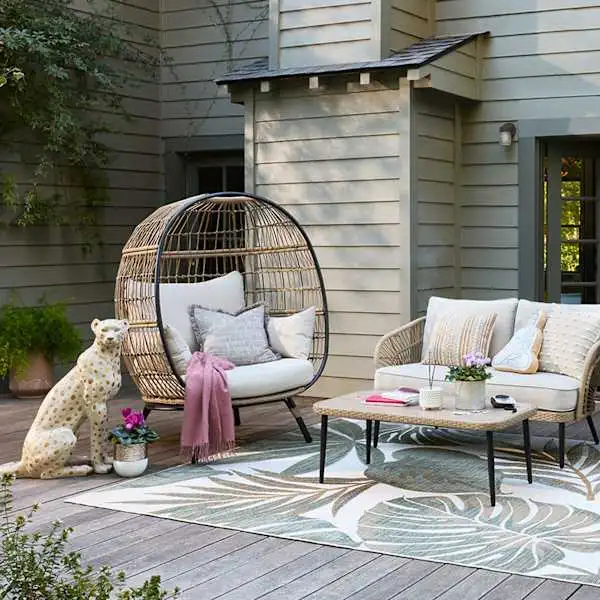 Paloma Patio Egg Chair, Loveseat & Coffee Table 3-Piece Set